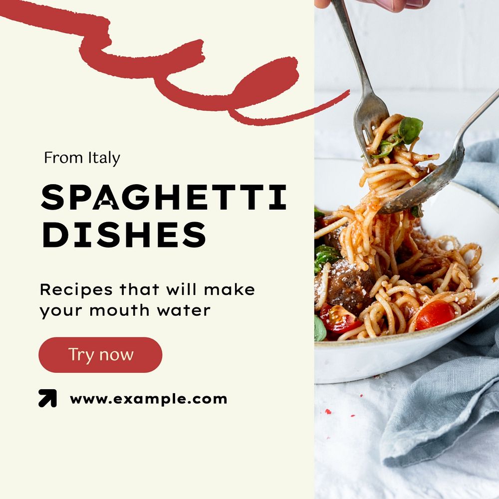 Spaghetti dishes Instagram post template