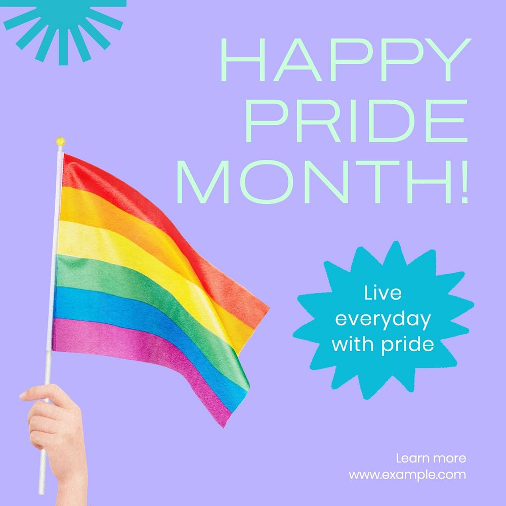 Happy Pride Month Facebook post template, editable design