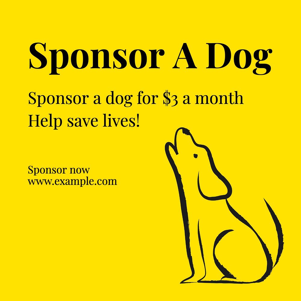 Dog charity Facebook post template, editable design