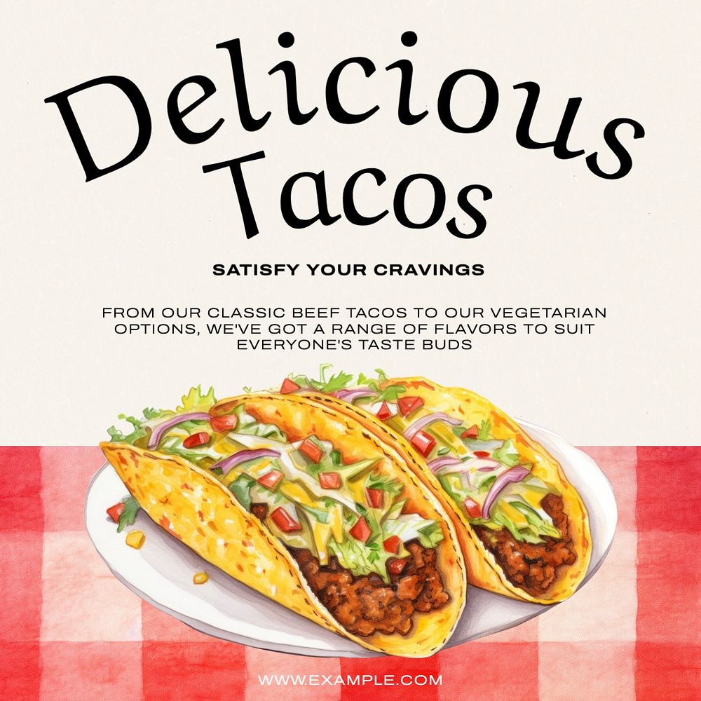 Delicious tacos post template, editable social media design