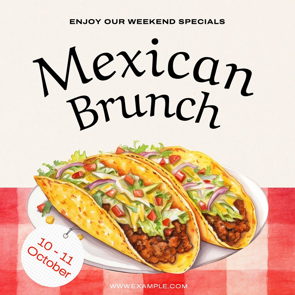 Mexican brunch post template, editable social media design