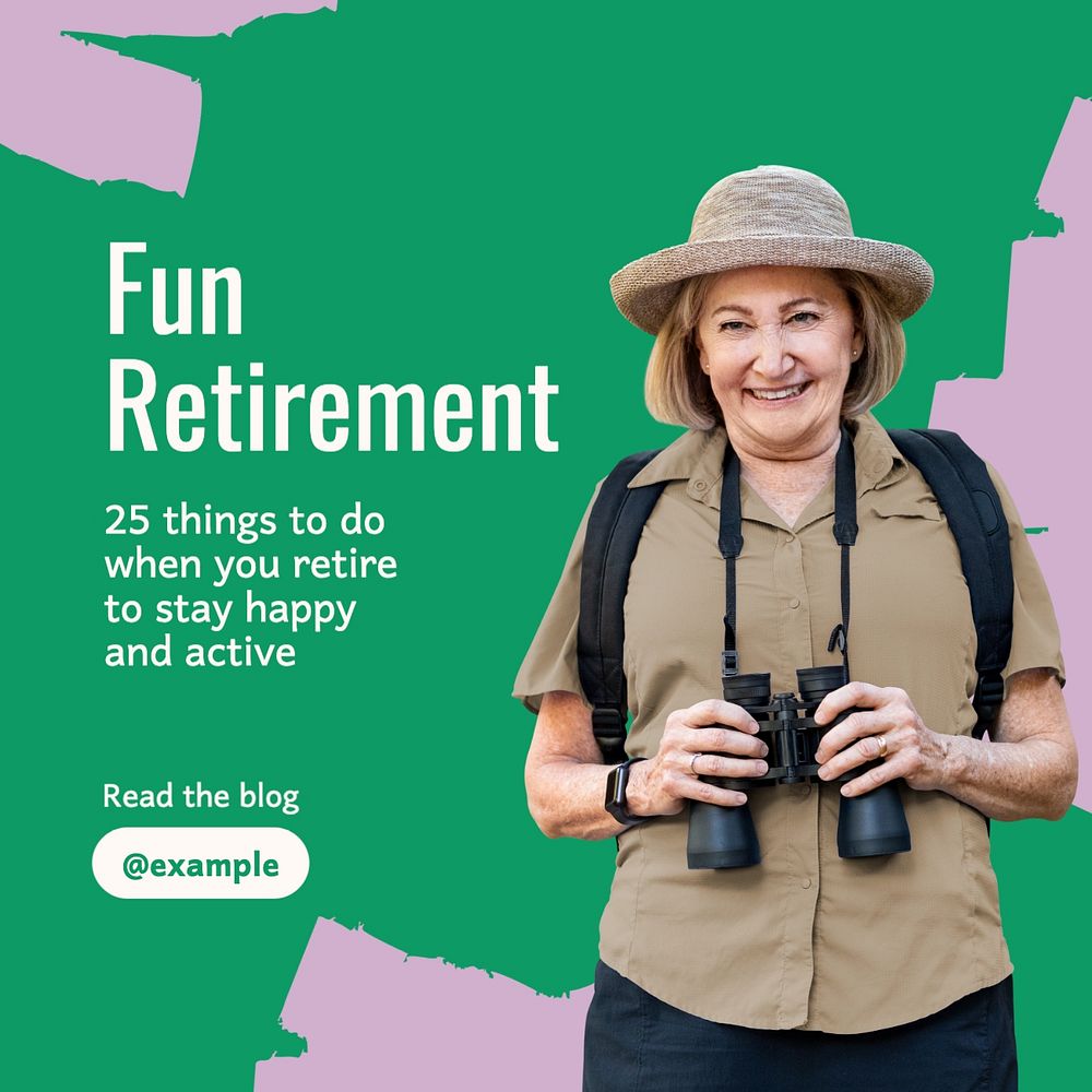 Fun retirement Facebook post template, editable design