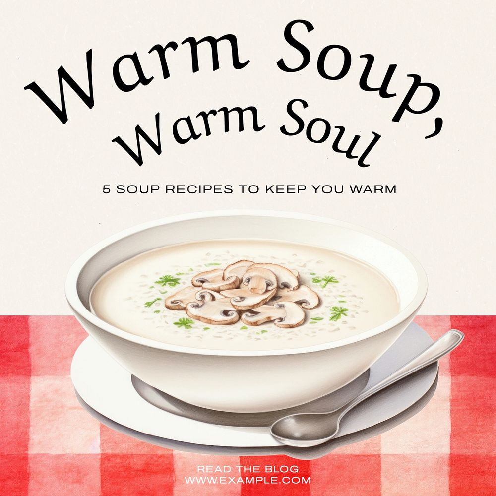 Soup recipe post template, editable social media design