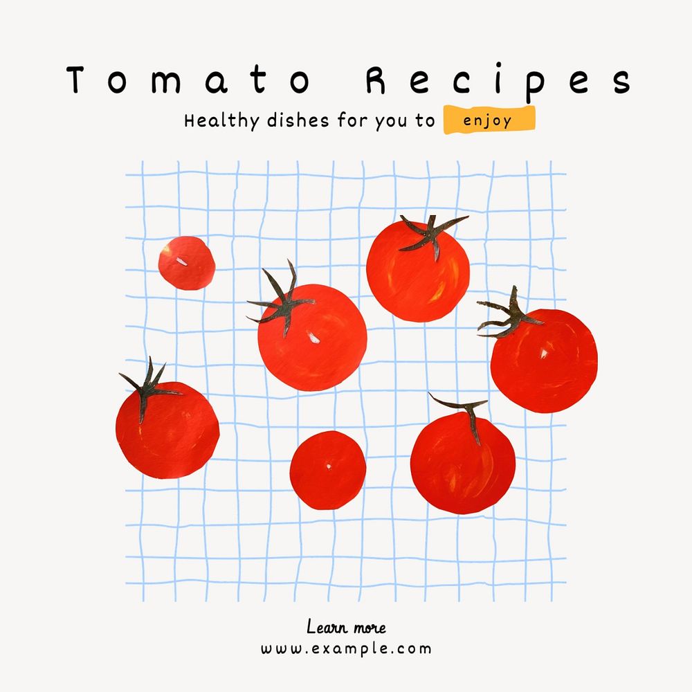 Tomato recipes post template, editable social media design