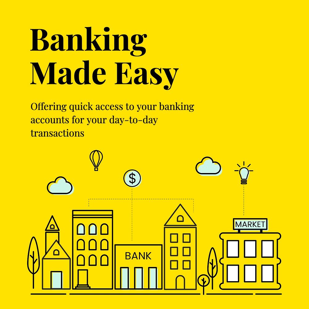 Banking made easy Facebook post template, editable design