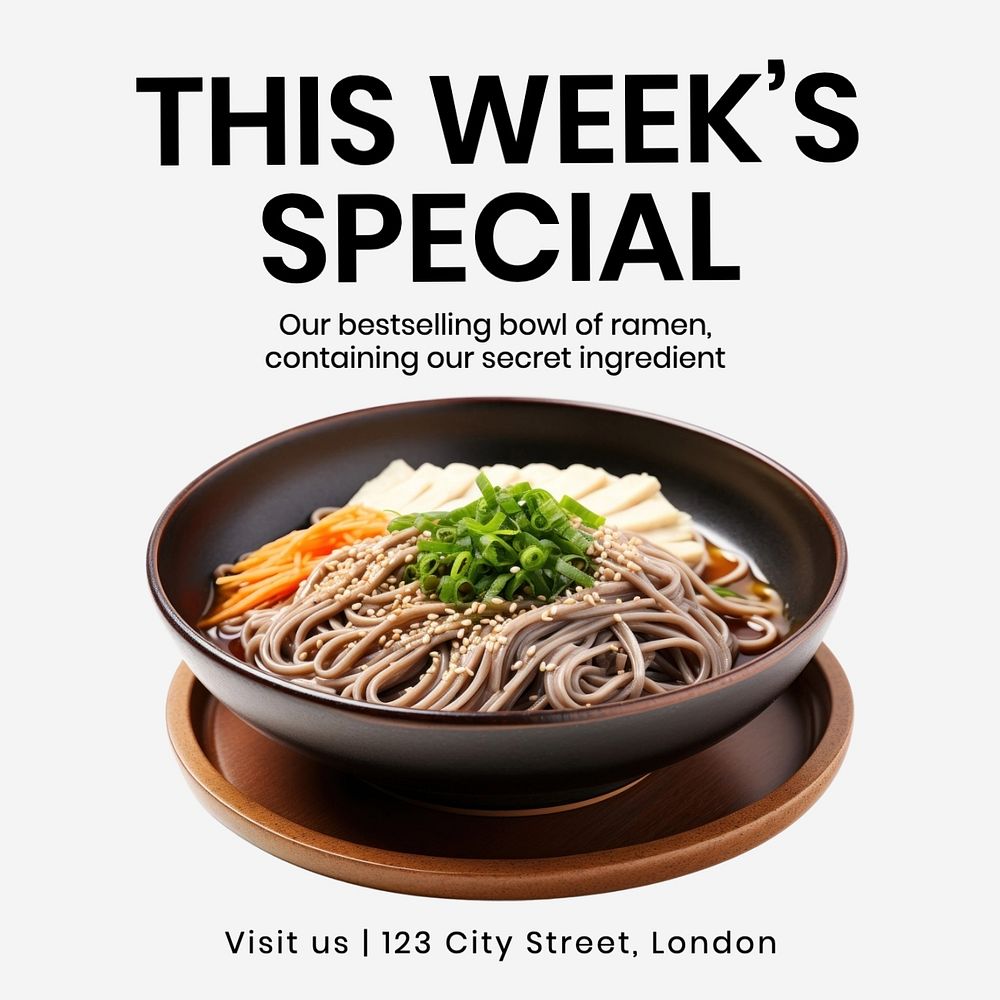 Ramen food post template, editable social media design