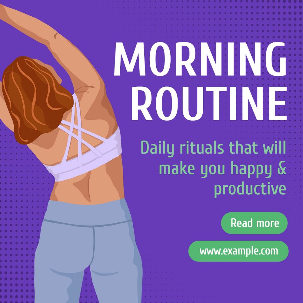 Morning routine Facebook post template, editable design