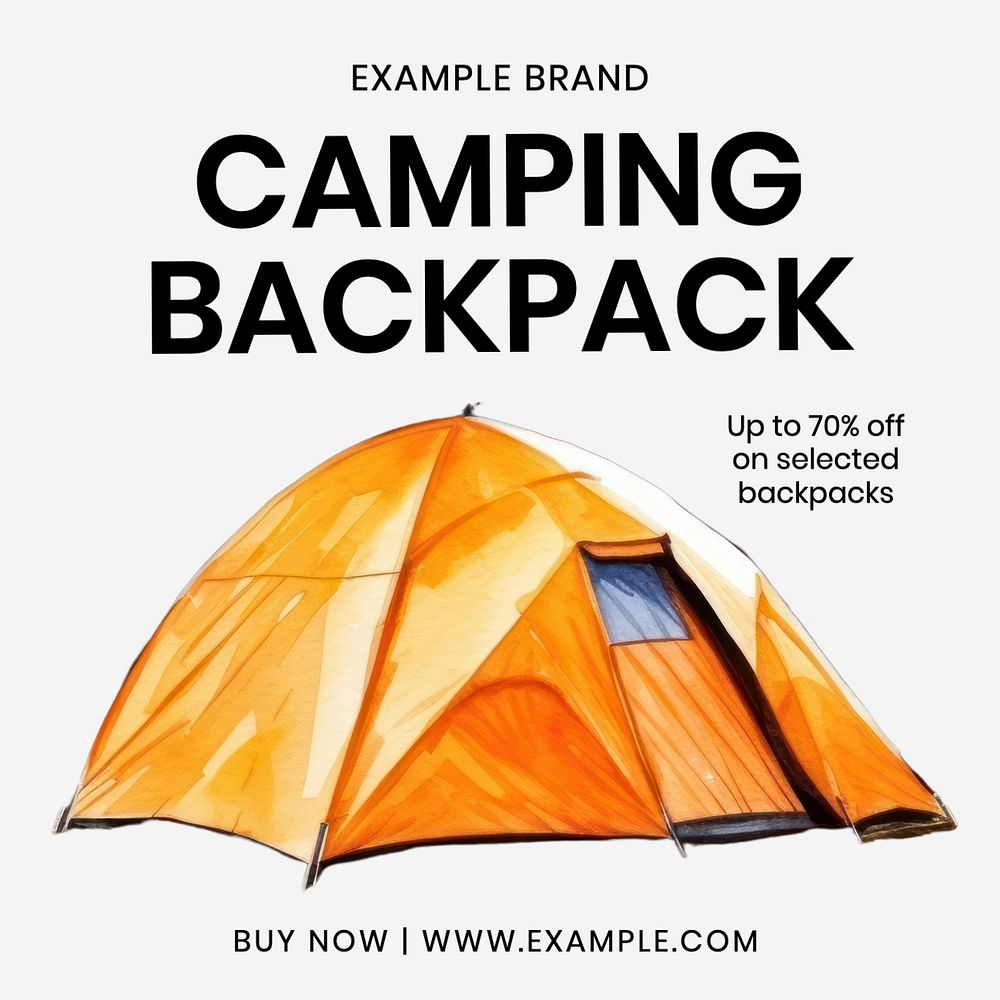 Camping backpack post template, editable social media design