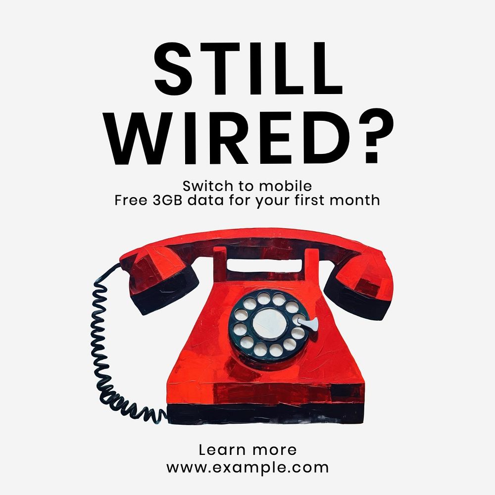 Still wired phone ad post template, editable social media design