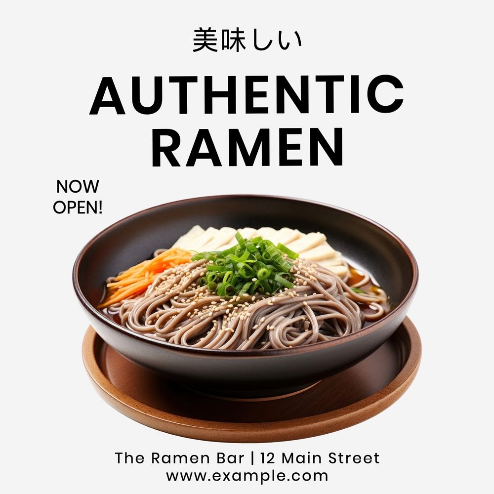 Japanese restaurant post template, editable social media design