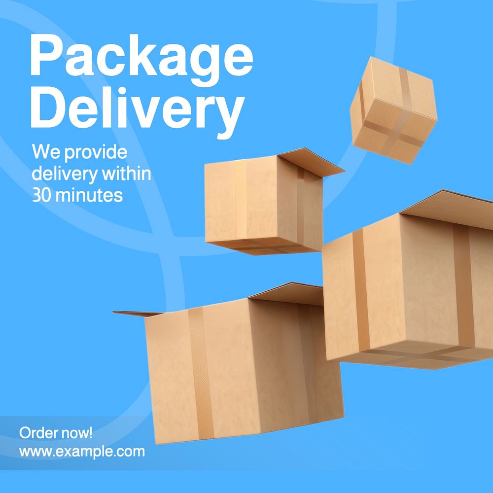 Package delivery Instagram post template, editable text