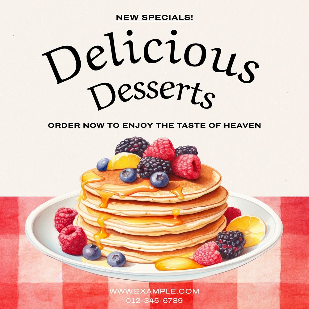 Delicious dessert post template, editable social media design