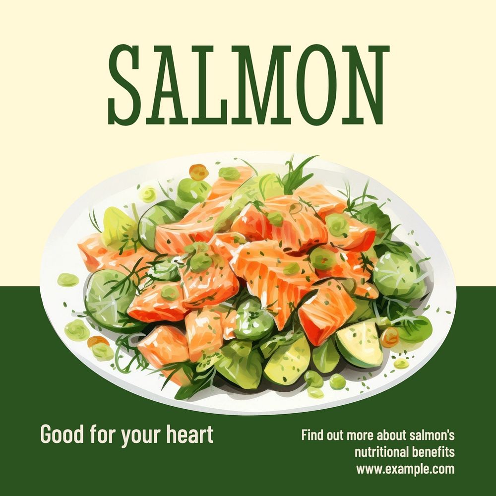 Salmon post template, editable social media design