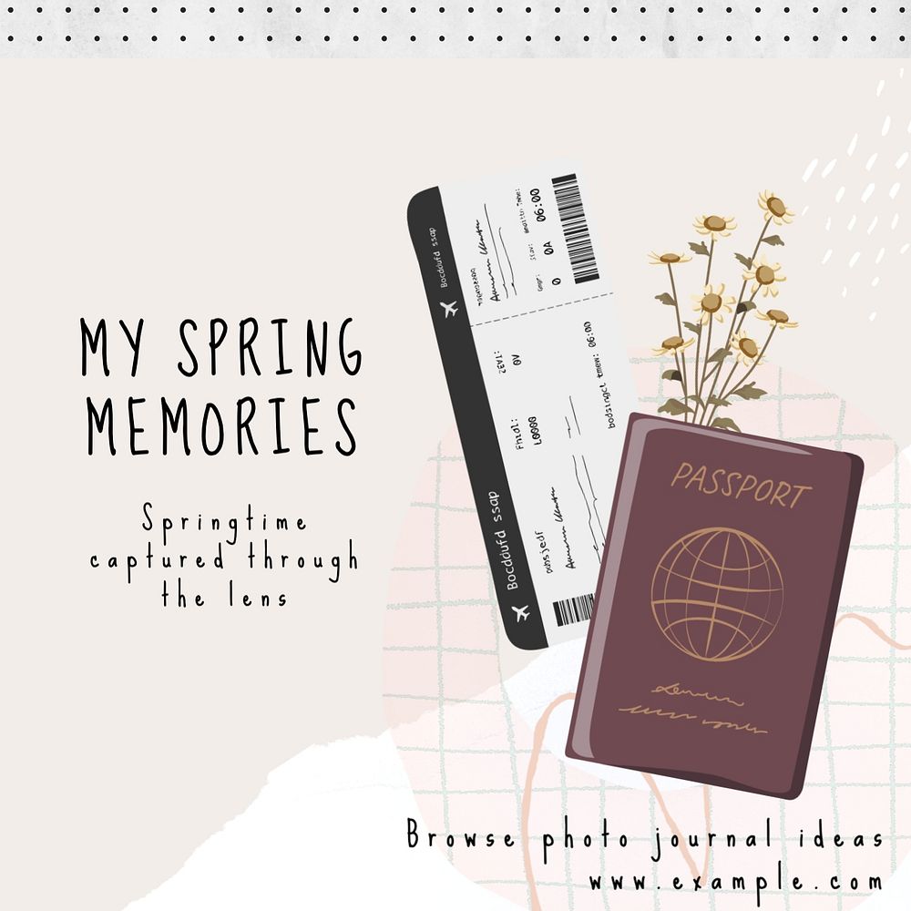 Photo journal ideas post template, editable social media design