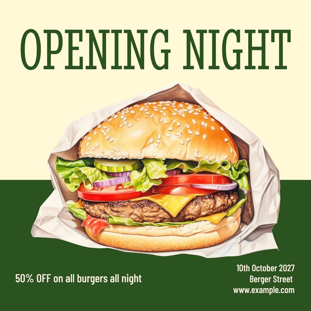 Opening night promotion post template, editable social media design