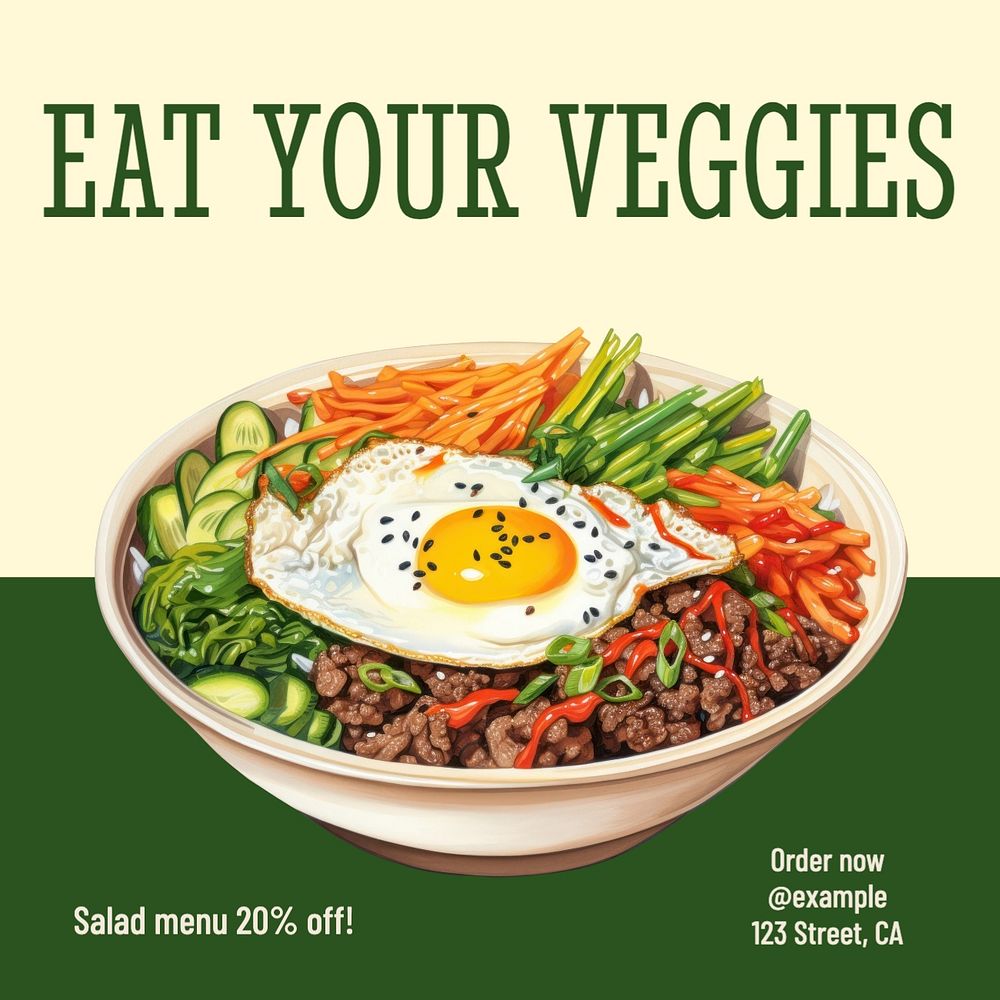 Eat your veggies post template, editable social media design