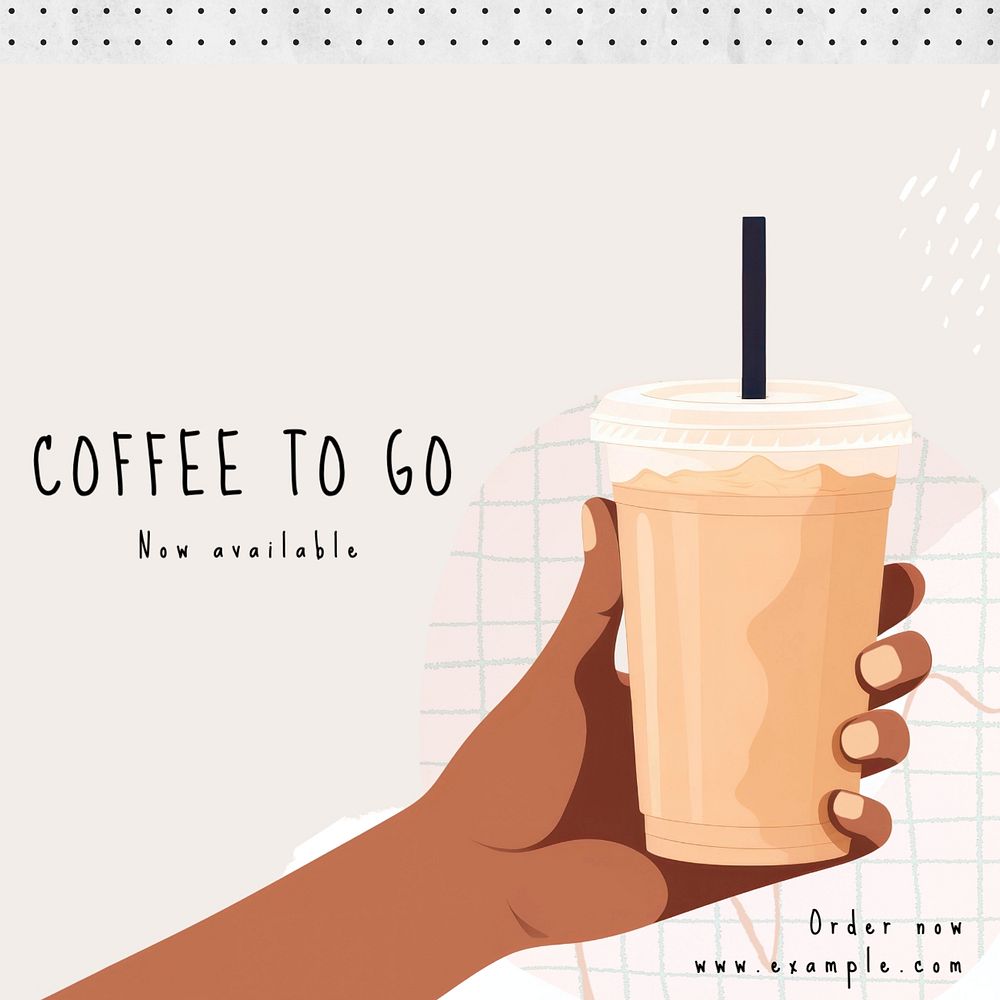 Coffee to go post template, editable social media design