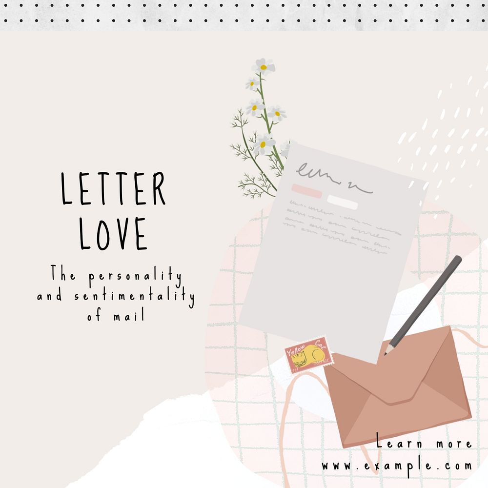 Letter love post template, editable social media design