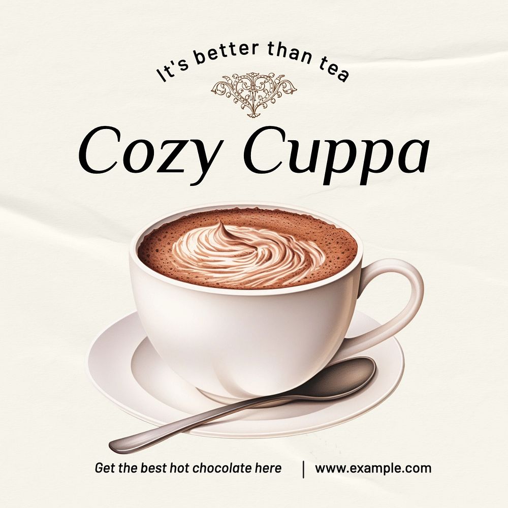 Hot chocolate post template, editable social media design