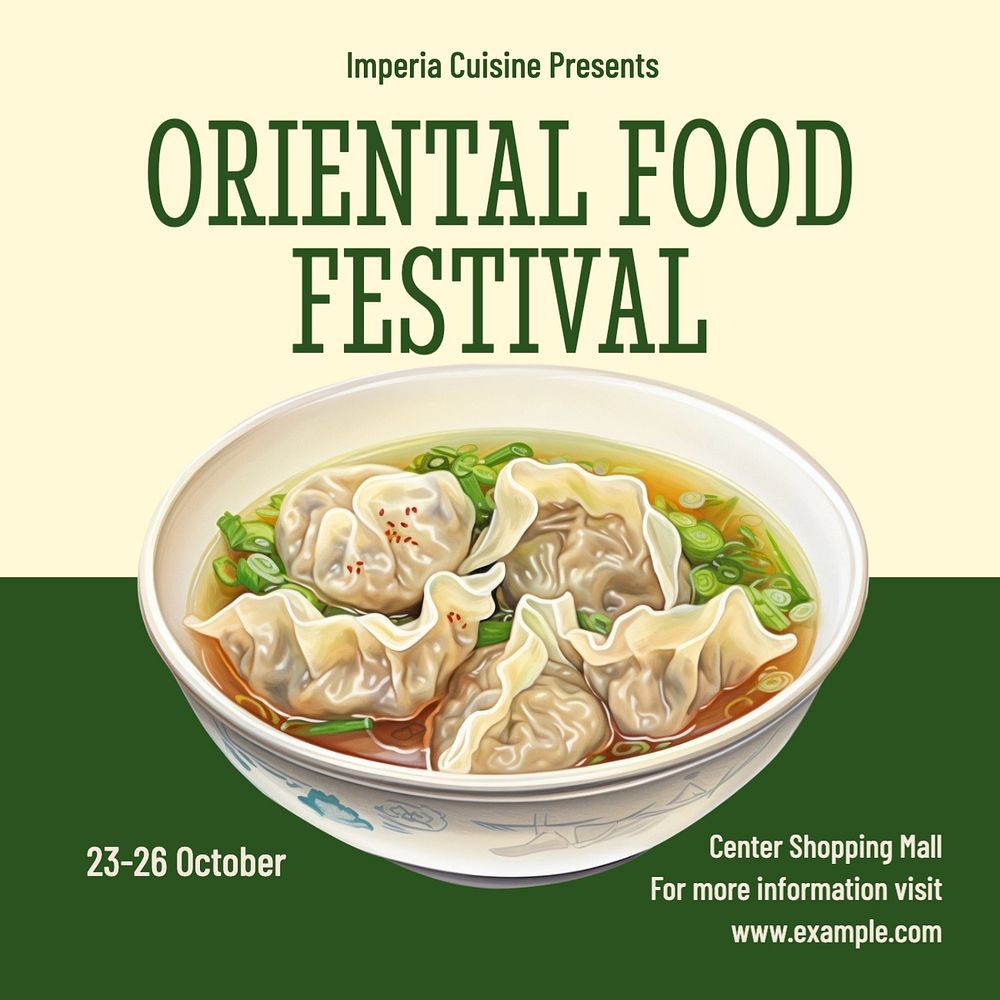 Oriental food festival post template, editable social media design