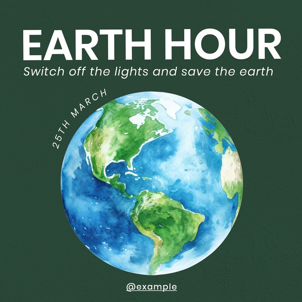 Earth hour post template, editable social media design