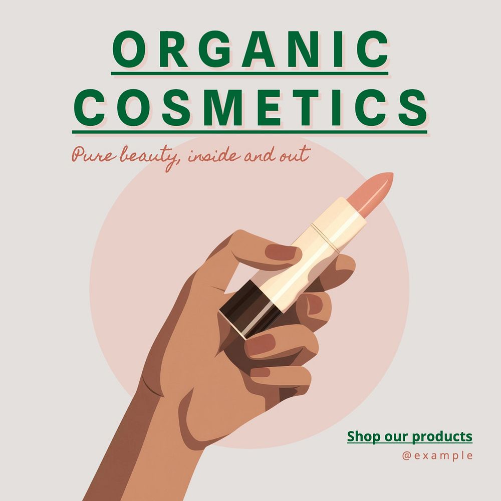 Organic cosmetics post template, editable social media design