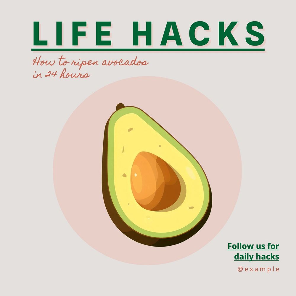 Life hacks post template, editable social media design