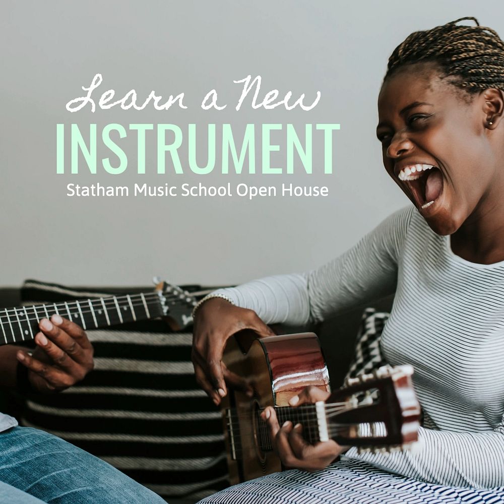 Music instrument Facebook post template, editable design