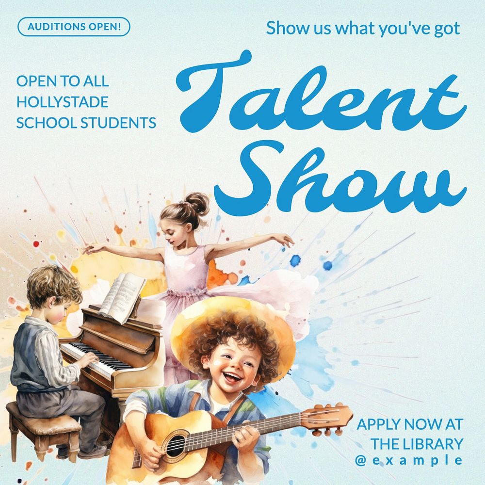 Talent show Facebook post template, editable design