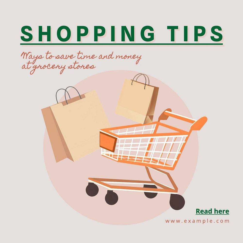 Shopping tips post template, editable social media design