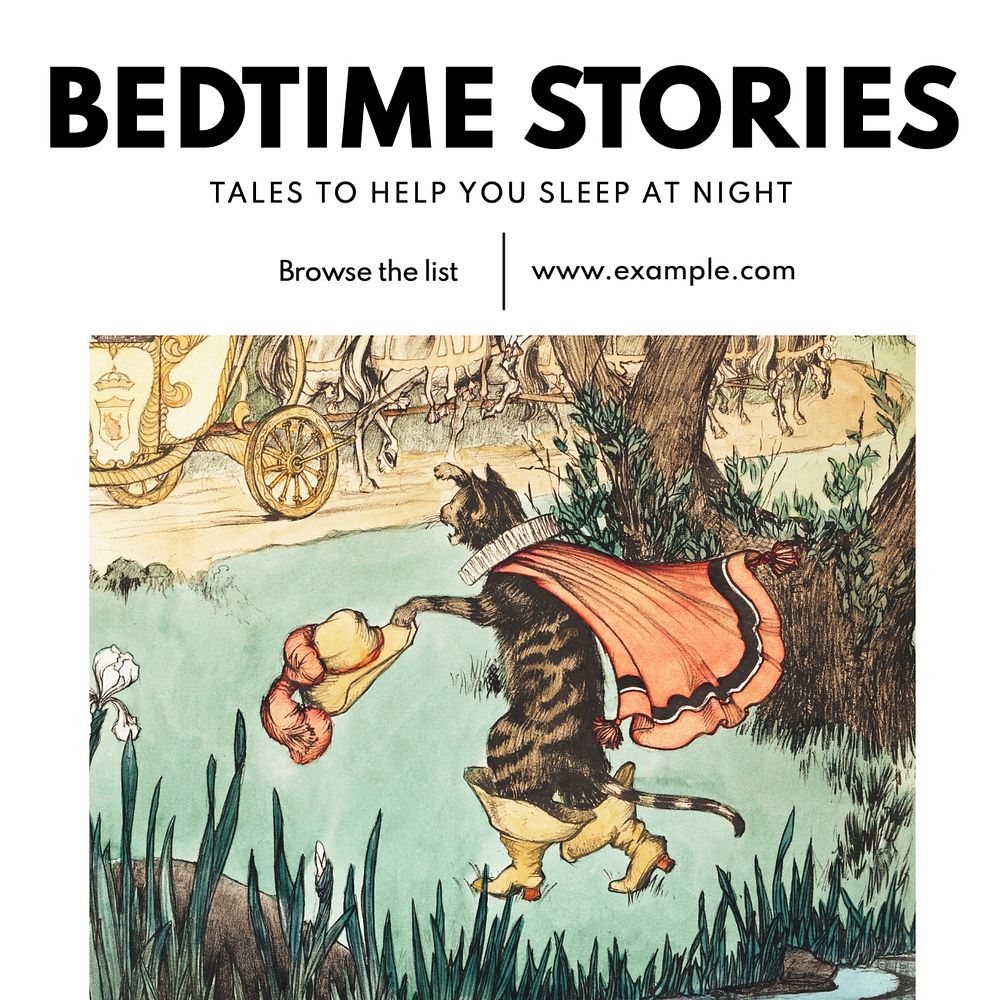 Bedtime stories Facebook post template, editable design