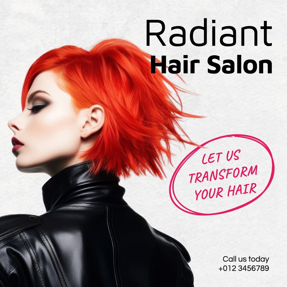 Hair salon Instagram post template, editable text