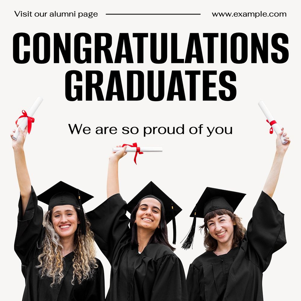 Congratulations graduates Facebook post template, editable design