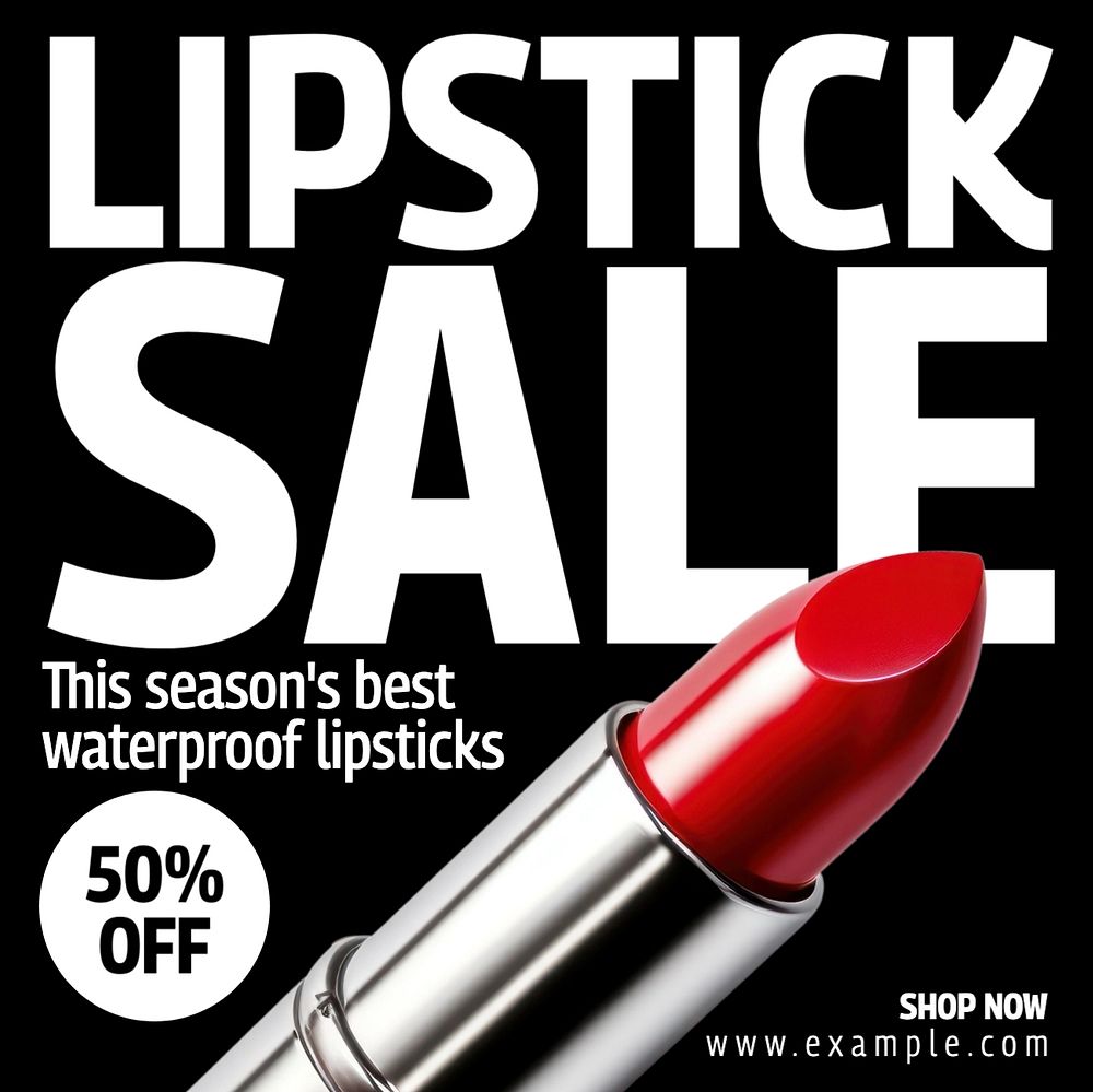 Lipstick sale Facebook post template, editable design