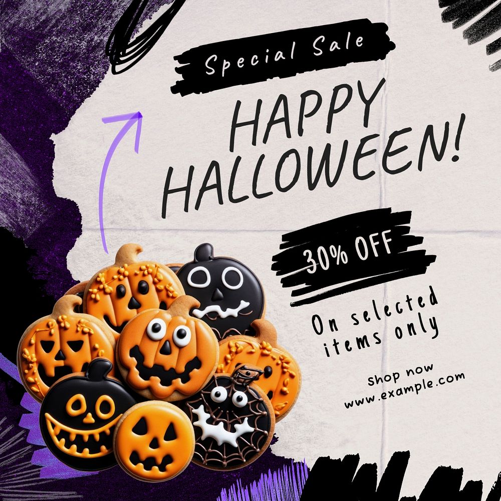 Halloween sale Instagram post template, editable text