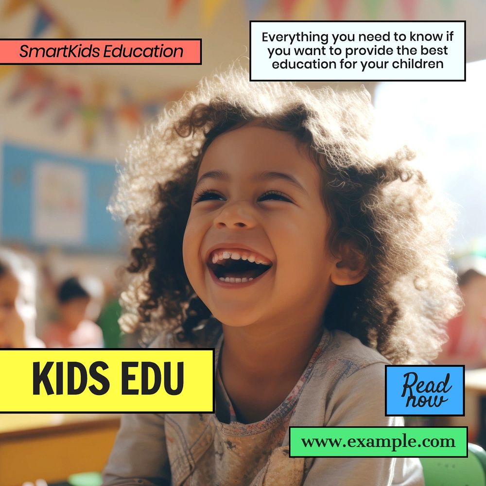 Kids education Facebook post template, editable design