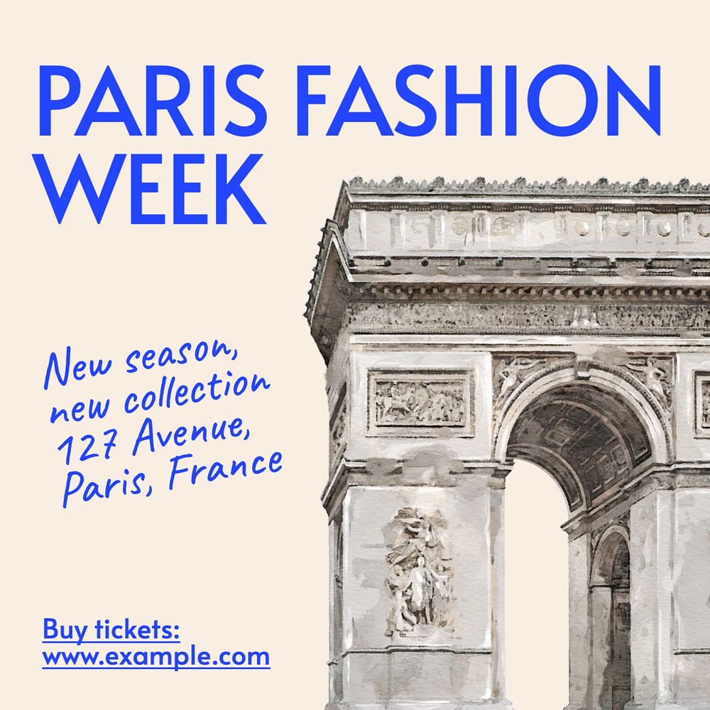 Paris fashion week Facebook post template, editable design