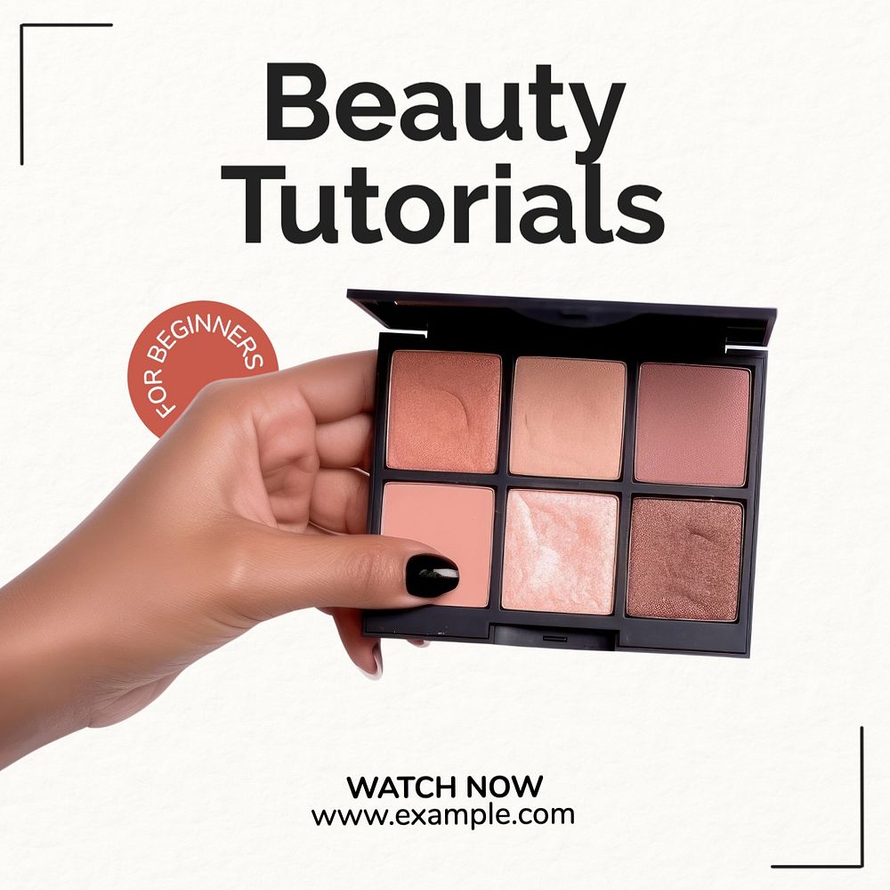 Beauty tutorials Facebook post template, editable design