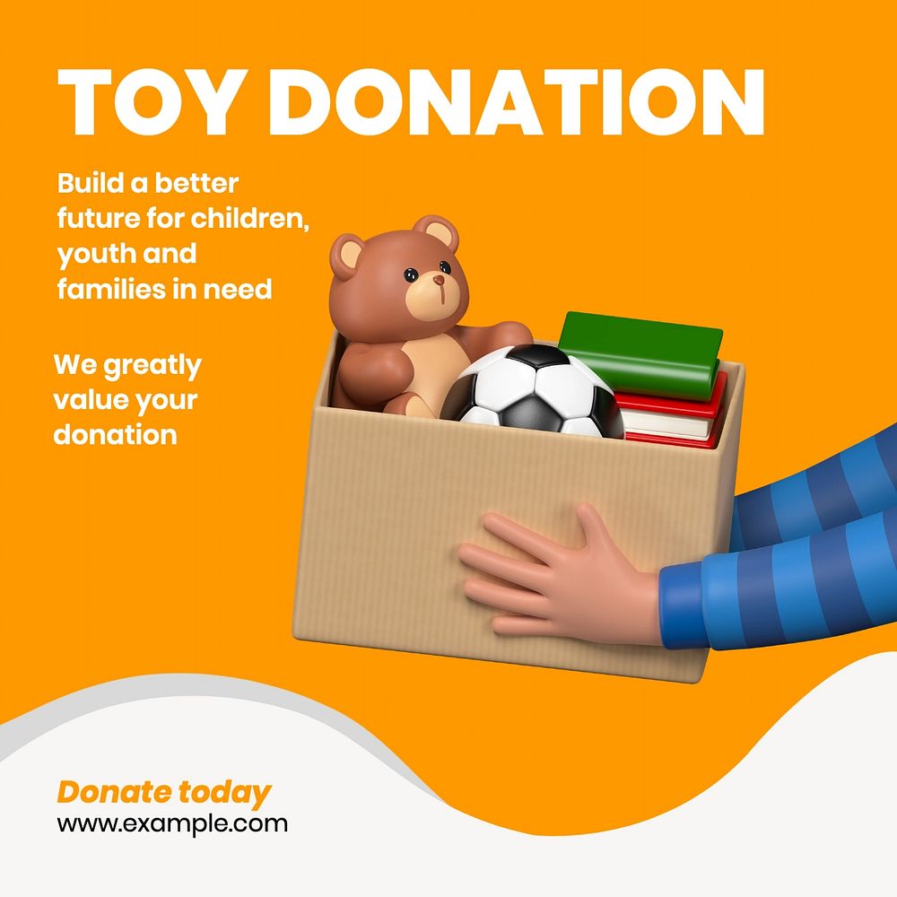 Toy donation Instagram post template, editable text