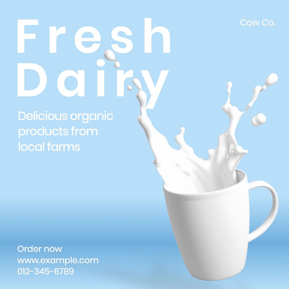 Fresh dairy Facebook post template, editable design