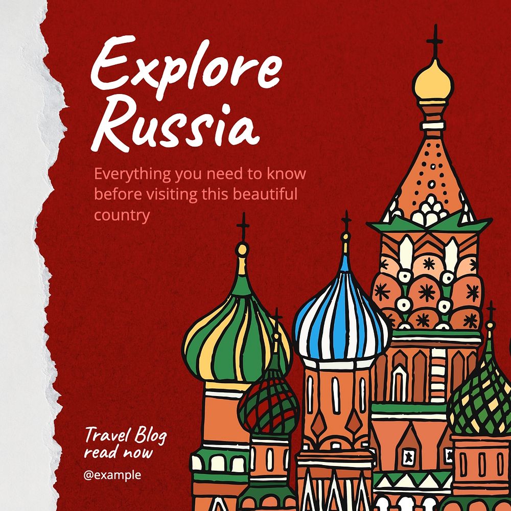 Explore Russia Facebook post template, editable design