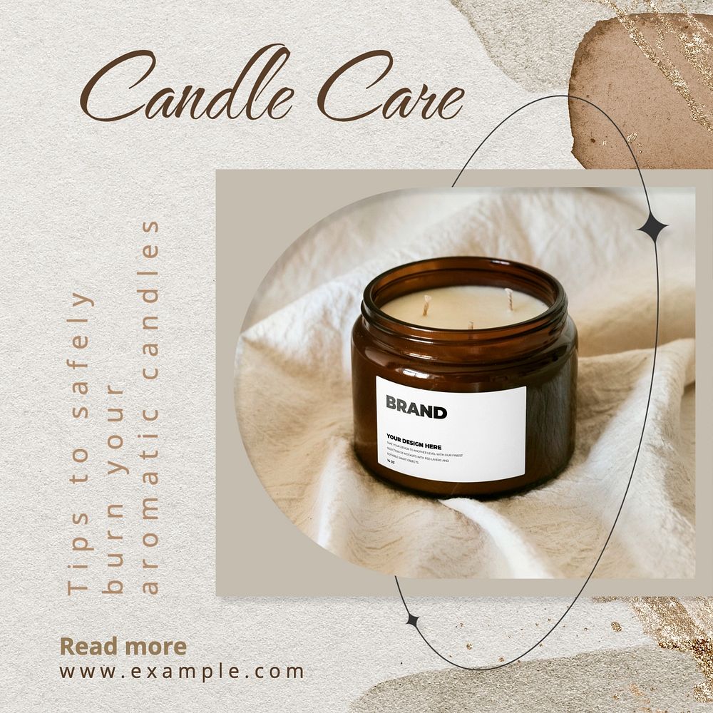 Candle care Facebook post template, editable design