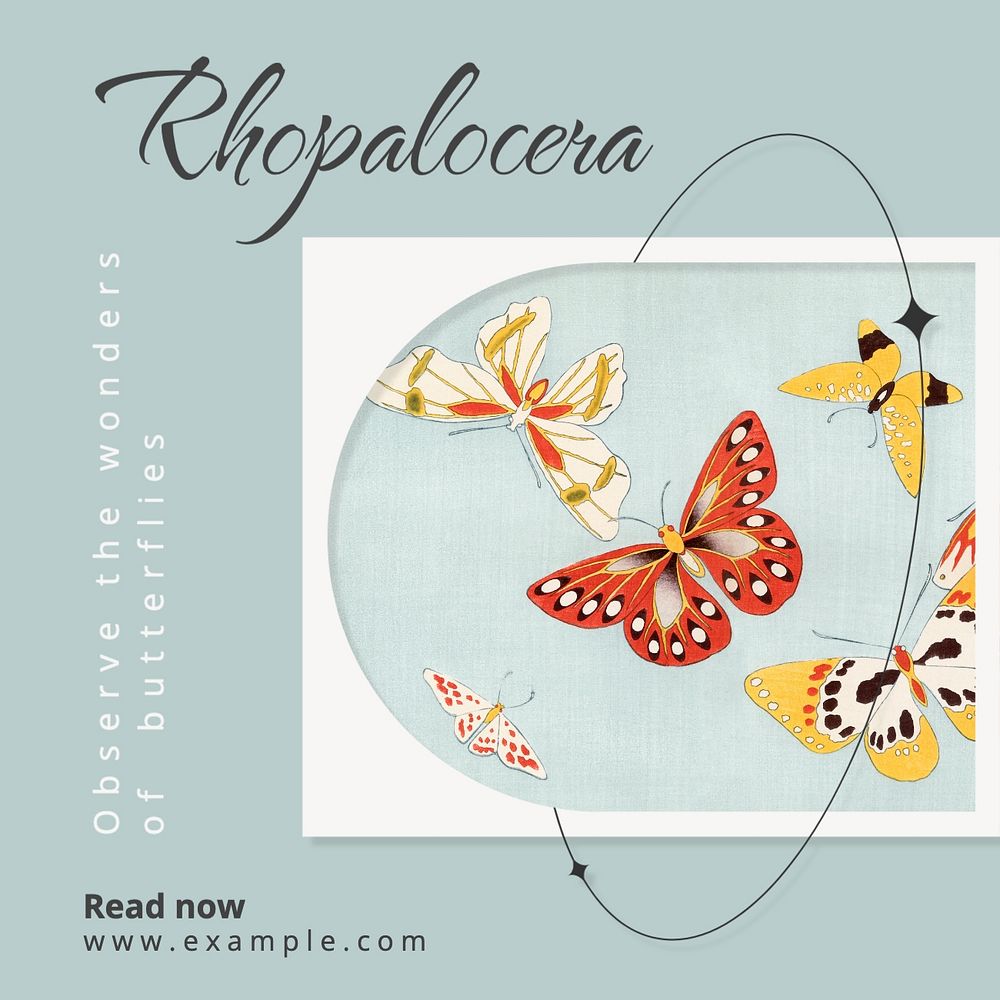 Butterflies Facebook post template, editable design