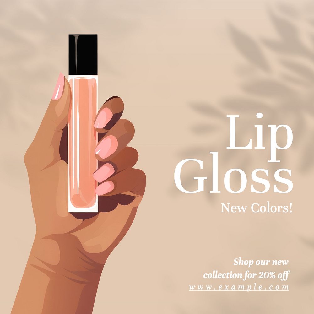 Lip gloss Facebook post template, editable design