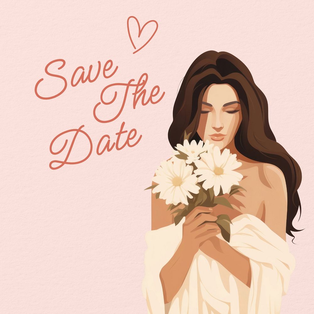 Save the date post template, editable social media design