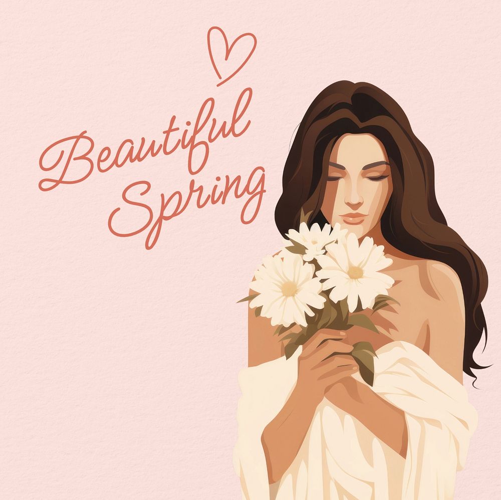 Beautiful spring post template, editable social media design