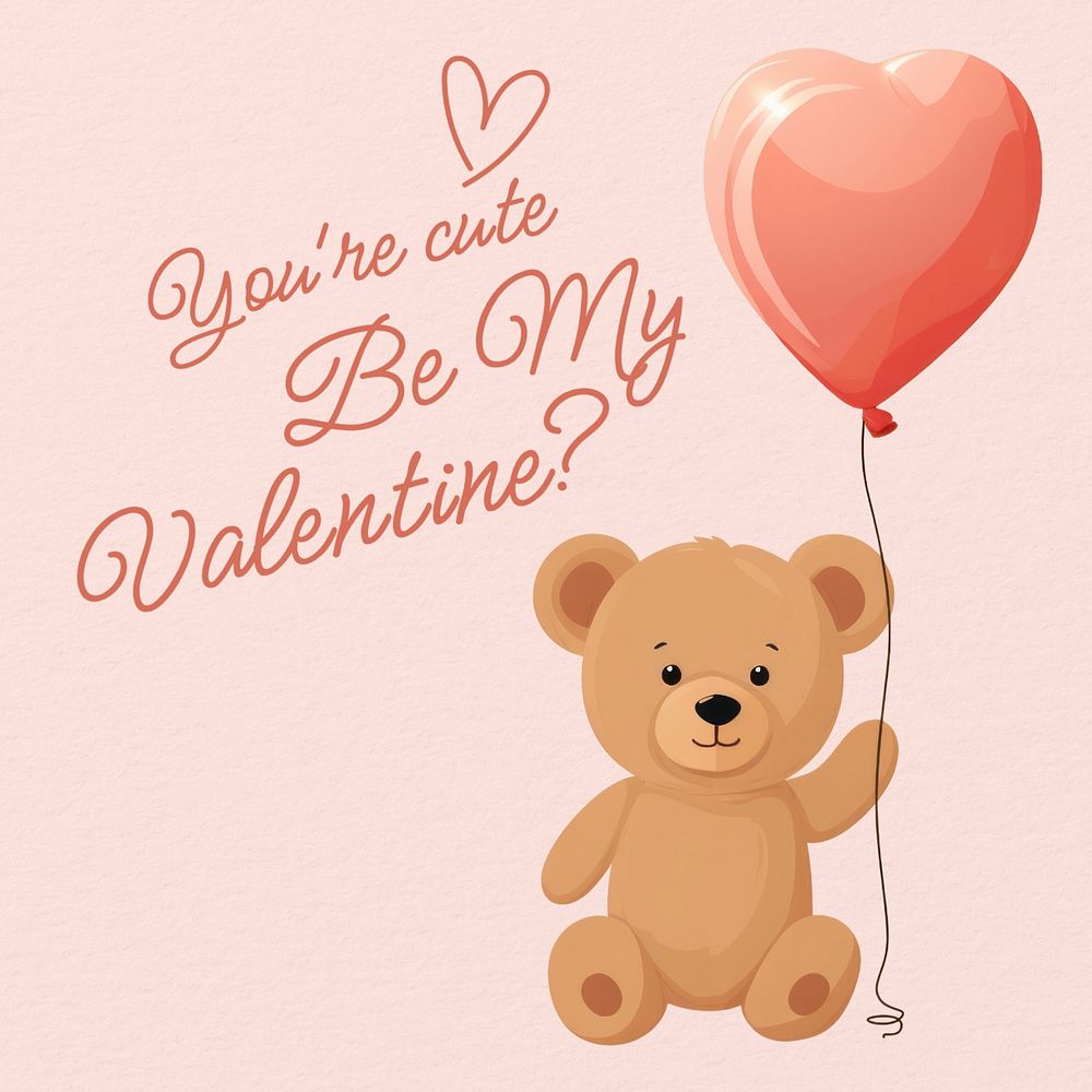 Be my valentine post template, editable social media design