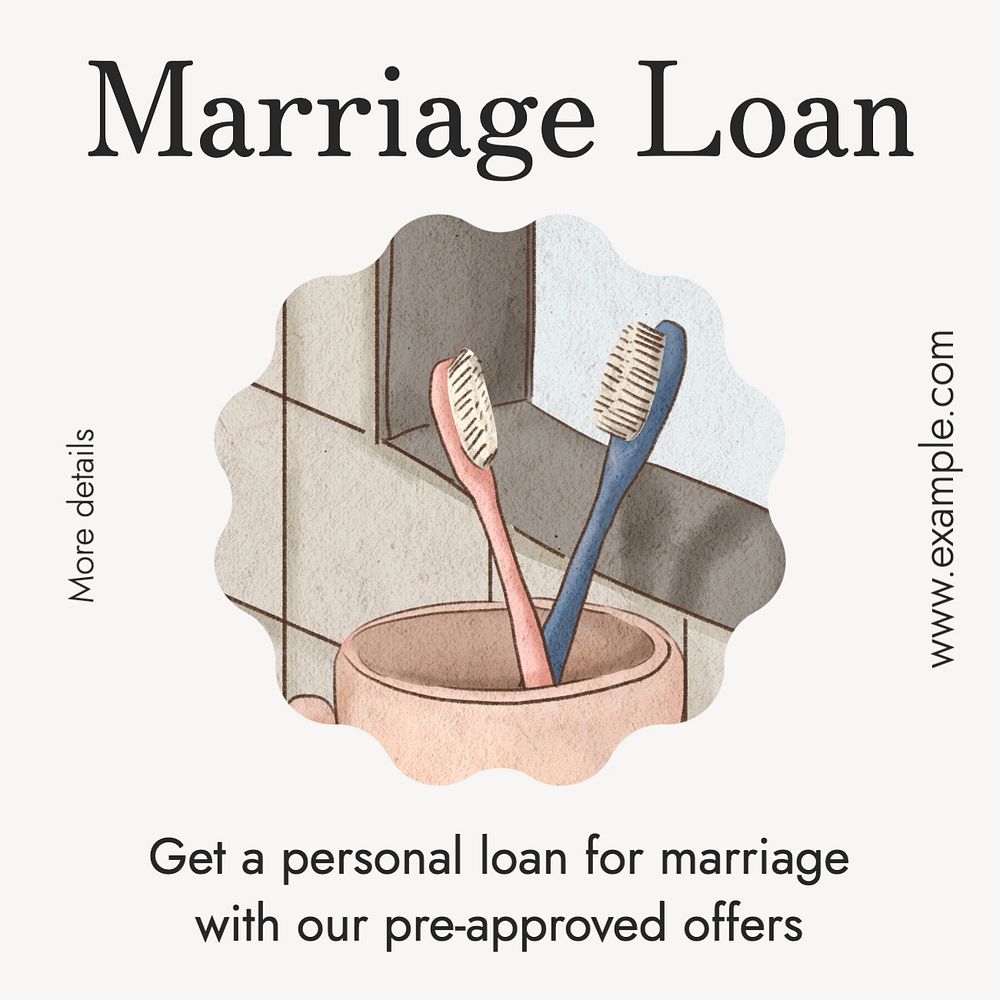 Marriage loan Facebook post template, editable design