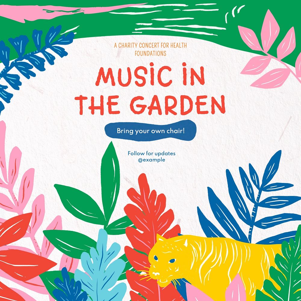 Garden music Facebook post template, editable design