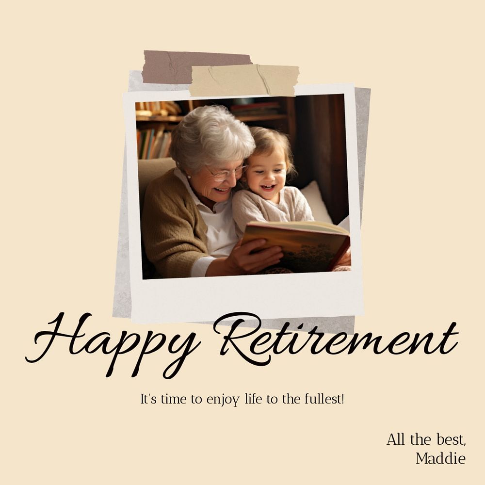 Happy retirement Facebook post template